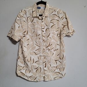 Old Navy Men's Tan Leaf Pattern‎ Shirt L